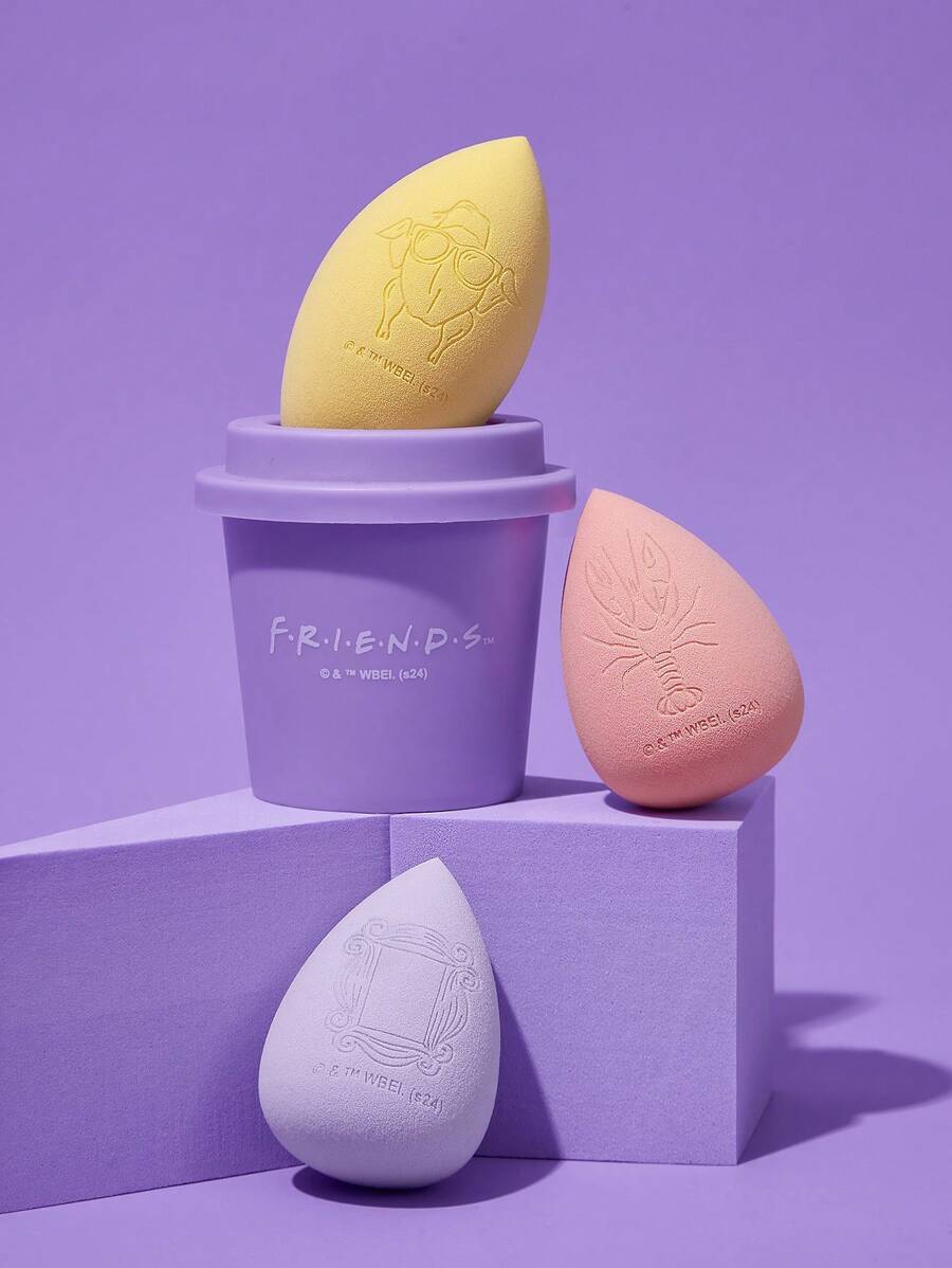 FRIENDS X SHEIN 3pcs/Set Makeup Sponge,Gifts - Multicolor - View 1