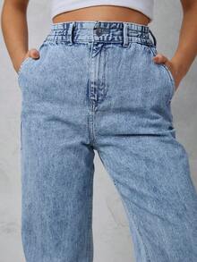 SHE(IN) BRASIL 高腰直筒牛仔褲 - 淺色水洗藍 - 查看 4