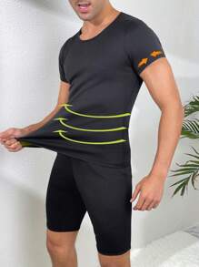 男士運動健身壓力透氣塑形背心 - 黑色 - 查看 1