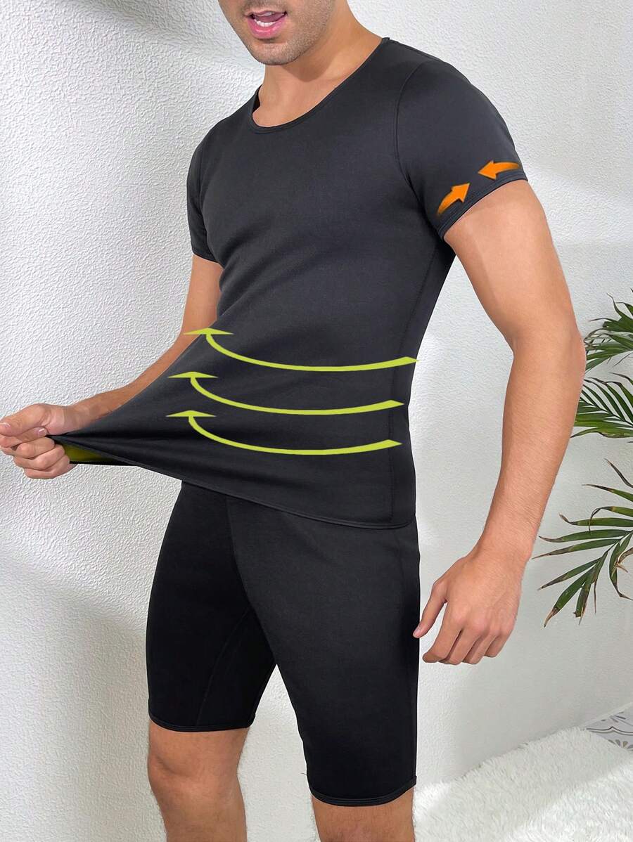 男士運動健身壓力透氣塑形背心 - 黑色 - 查看 1