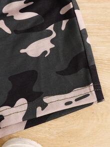Fashionable Baby Boy Camouflage Printed Green Short Sleeve Set For Spring/Summer - Army Green - View 6