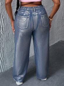 SHEIN SXY Kích thước lớn Của phụ nữ Kim loại giác quan Lỏng lẻo phù hợp Quần legging thẳng - Nhiều màu - Xem 2