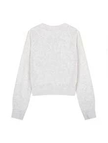 字母刺绣插肩袖套头衫，长袖上衣 - 灰色 - 查看 2