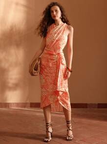 MOTF PREMIUM 熱帶印花不對稱下擺披風裙 - 彩色 - 查看 9