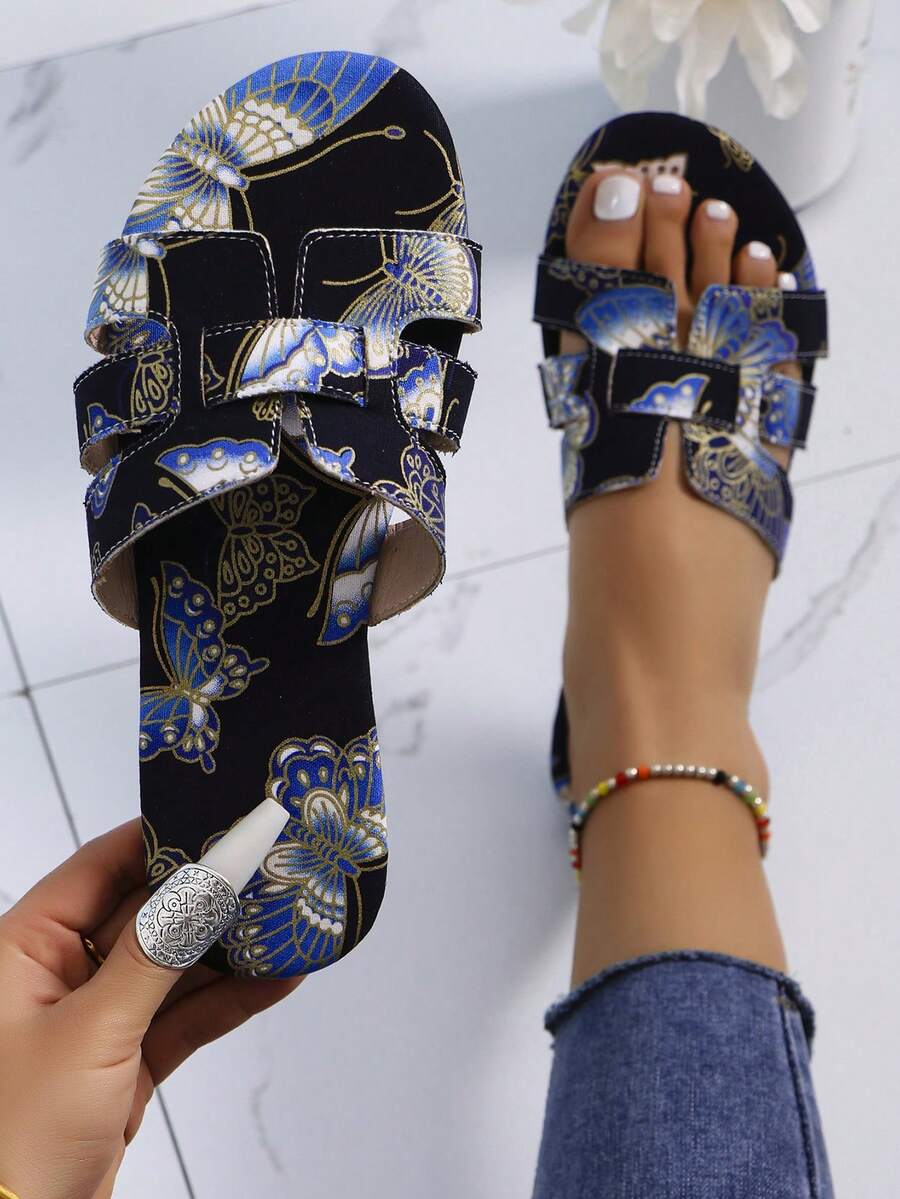 Của phụ nữ Đúng mốt Chóp giầy tròn Dép xăng đan , Bằng phẳng Chóp giầy mở ra Trượt , Kích thước lớn Có sẵn , Nhiều màu , Châu Âu và Châu Mỹ Phong cách - Nhiều màu - Xem 1