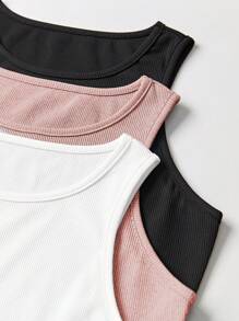 SHEIN Unity 夏季休閒圓領背心以及帶有翻蓋口袋的束口運動長褲 - 彩色 - 查看 5