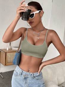 SHEIN BAE 素色吊帶短上衣 - 薄荷綠 - 查看 7