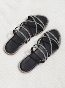 女性平底涼鞋 - 黑色 - 查看 3