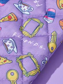 FRIENDS X SHEIN Maldives & Trilu Chip Print Heat Resistant Kitchen Baking Accessories, Choose From Gloves Or Pot Holders, Oven-Friendly, Thick Pad Insulation