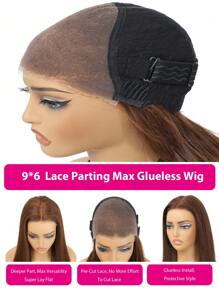 9*6 Wear&Go Chocolate Brown Pre Cut Lace Closure Wigs Pre Bleached Human Hair Straight Hair 16-20inch 180% Density Put&Go Glueless Lace Front Wigs Pre Plucked For Women - S4 - View 6