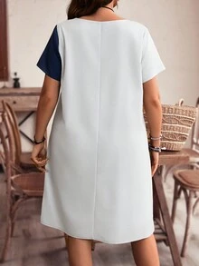 EMERY ROSE 大尺碼女士夏季休閒色塊花卉印花V領母親節 - 彩色 - 查看 2