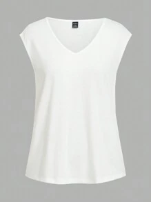 SHEIN LUNE 3入組簡約休閒V領背心，適用於夏季 - 彩色 - 查看 5