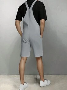 Manfinity Homme Pantalones Cortos De Tirantes Sólidos Casuales De Verano Para Hombre - Gris - Ver 2