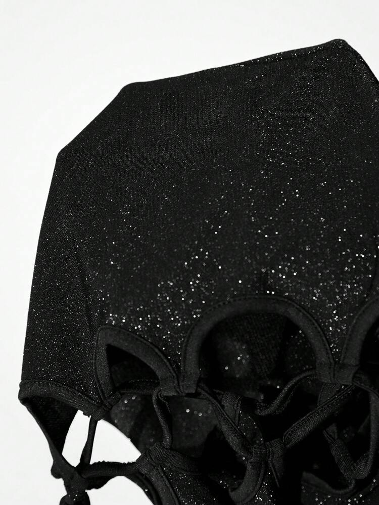 Women's Sexy Hollow Out Bodycon Deep V-Neck Dress With Cross Tie Strap For Music Festival Outfits