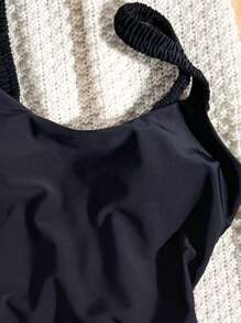 SHEIN Swim Women's Fashionable Summer One Piece Swimsuit In Solid Color, Resort Style