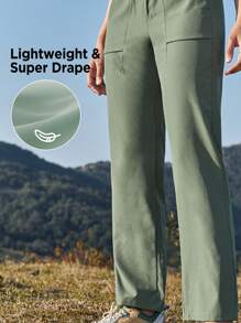 In My Nature Women's Lightweight & Comfortable Pants Suitable For Outdoor Hiking, Urban Commuting, Workout And Casual Occasions - Dark Green - View 4
