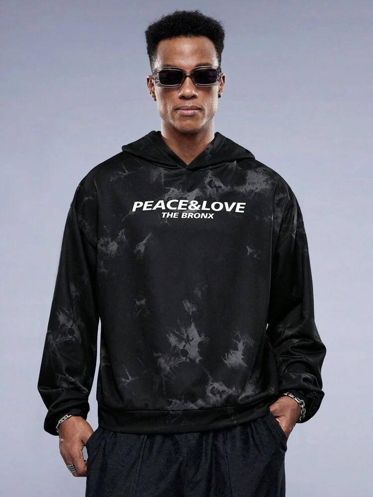 Men's Knitted Long Sleeve Sweatshirt With Letter Printed, For Fall Winter