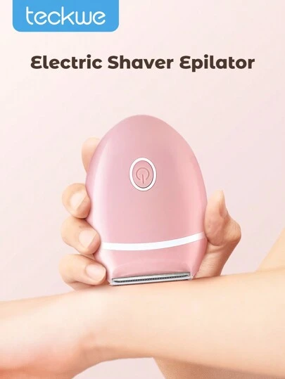 Teckwe 便携式电动剃须刀无线脱毛器电动修剪器，适用于面部、腿部、手臂、腋下和比基尼部位，适合居家旅行，干湿两用，无痛，粉色