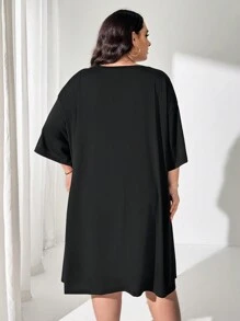 SHEIN CURVE+ Plus Size T-Shirt Dress - Black - View 2