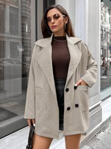 RueChic Women's Striped Notched Lapel Regular Fit Blazer - Beige - View 1