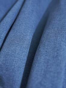 GABRIELLE NTI Designer Cowgirl Denim Pleated Double Belted Dress, Sundress For Summer, Holiday, Party Outfit, Birthday Outfits, Festival, Prom Dress - Medium Wash - View 8