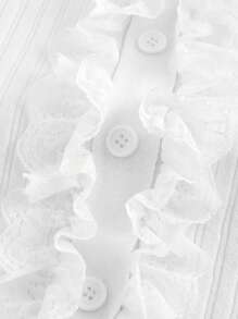 SHEIN MOD Plus Cropped White Lace Rib Knit Top For Women Summer Daily - White - View 3