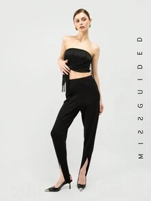 MISSGUIDED Stirrup Leggings - Black - View 2