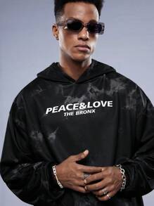 Manfinity VCAY Men's Knitted Long Sleeve Hoodie With Letter Printed, For Fall Winter - Black - View 4