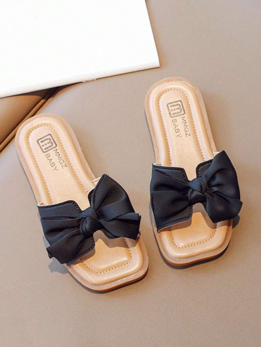 Cô gái Mùa hè Dép đi trong nhà Với Nơ bướm Thiết kế , Giải trí Chóp giầy mở ra Dép xăng đan Đối với Trẻ sơ sinh , Nhỏ bé Trẻ em , To lớn Trẻ em - màu đen - Xem 1