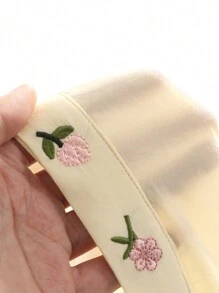 DAZY Women's Spring/Summer Floral Embroidery Bubble Sleeve Shirt - Apricot - View 8