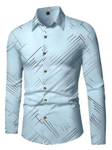Manfinity Mode Men Striped Long Sleeve Shirt, Fall