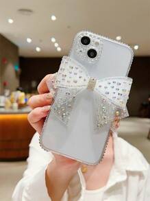 Ốp lưng điện thoại trong suốt đính đá và nơ hình quả táo, chống nước, chống sốc, chống rơi, chống trầy xước, phiên bản quốc tế, không phải phiên bản nội địa. - Nhiều màu - Xem 3