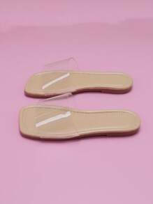 Kids' Fashionable Transparent Soft Leather Minimalist Style Slippers - Clear - View 3