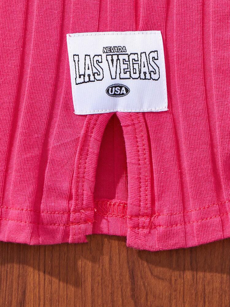 2pcs/Set Tween Girls' Knitted Solid Color Round Neck Sleeveless Loose Casual Dress And Woven Solid Color Chiffon Casual Shirt