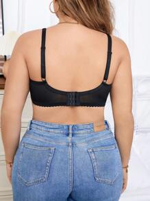 Plus Size Elegant Mesh Embroidery Underwire Design Bra (1pc) Lingerie