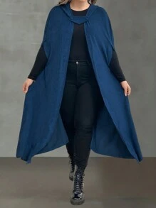 SHEIN LUNE 大尺碼外套 - 藍色 - 查看 5