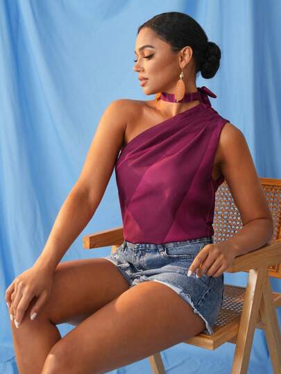 Ishaarah 设计师女士商务休闲时尚撞色条纹印花系带衬衫，适合夏季、假日、度假、春季、海滩、节日、伊比沙岛、办公室