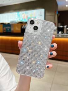 苹果亮片 2000 年代时尚 Y2k 水钻装饰手机壳适用于 15/15Pro/15Plus/15Promax 防水防震防摔防刮 - 銀色 - 查看 4