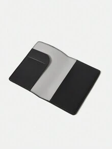 Rick and Morty X SHEIN Cartoon Letter Print Pu Passport Holder - Black - View 3