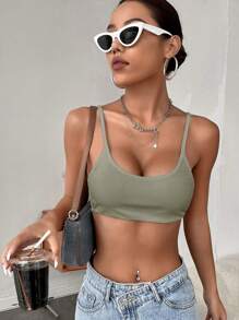 SHEIN BAE 素色吊帶短上衣 - 薄荷綠 - 查看 5