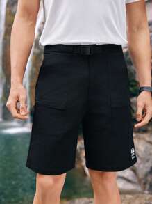 Gym Rark 男士户外短裤，带斜插口袋和字母印花，黑色短裤 - 黑色 - 查看 6