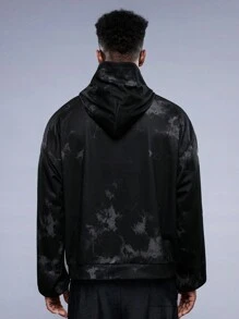 Manfinity VCAY Men's Knitted Long Sleeve Hoodie With Letter Printed, For Fall Winter - Black - View 2