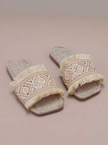 女童时尚休闲系带沙滩凉鞋，夏季 - 米色 - 查看 4