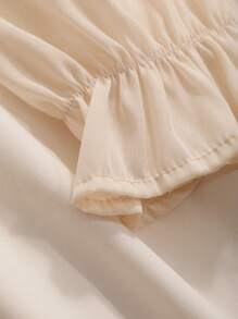 DAZY Váy cổ vuông xẻ tà cao tay bèo, váy dạ hội sinh nhật, váy mùa thu, váy dài tay thanh lịch cho nữ - Màu be - Xem 6