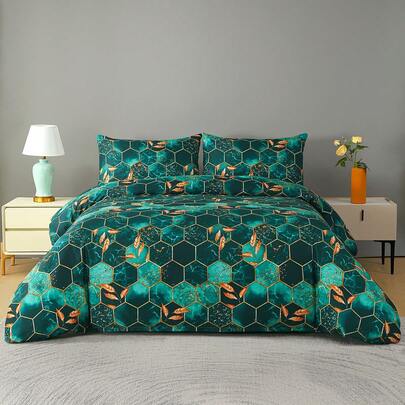 2/3pcs Traditional Printed Bedding Duvet Cover Set Geometric Floral Style Including 1 Duvet Cover And 1/2 Pillowcase(S)