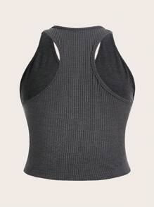 SHEIN Essnce Plus Size Multiple Pack Cropped Ribbed Knit Distressed Tank Top - Multicolor - View 3