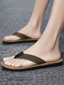 男士夏季拖鞋,休閒戶外海灘拖鞋,開放式鞋履,工作鞋,黑色 - 棕色 - 查看 3