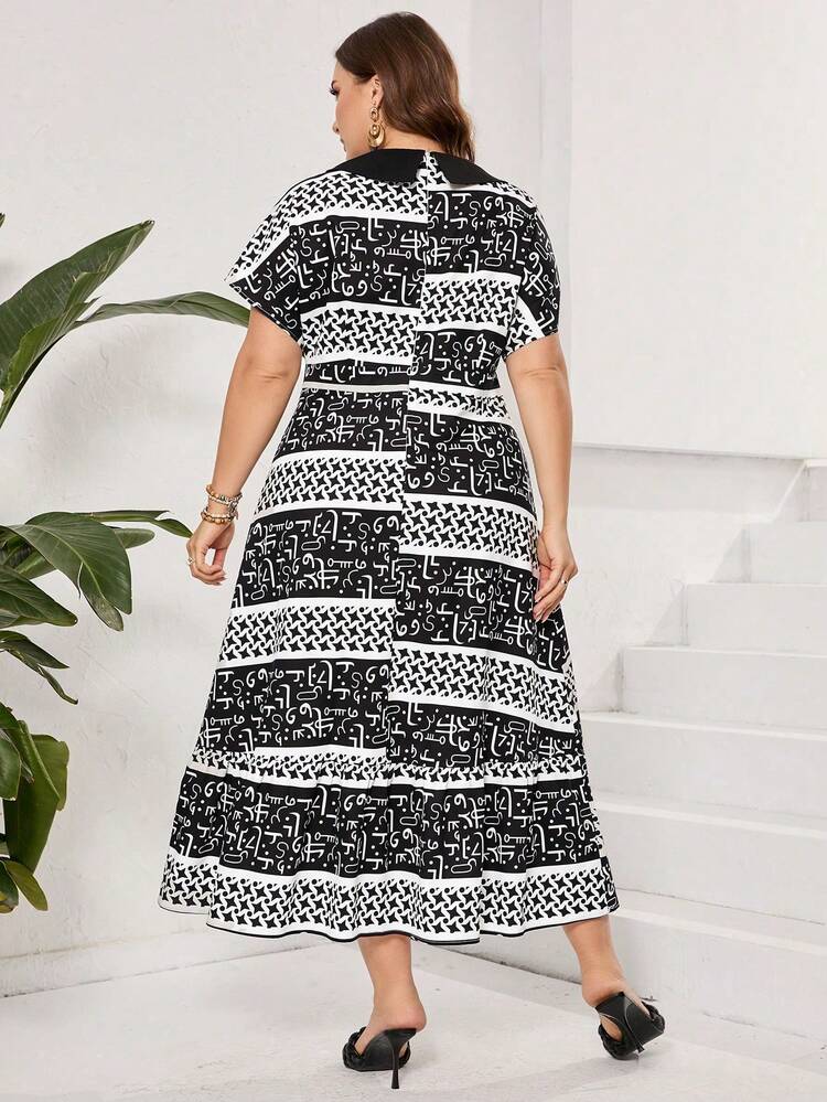 Women's Plus Size Random Floral Patterned Summer Fashion Dress