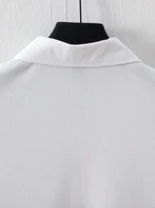 Manfinity Homme Men's Letter Print Color Block Polo Shirt - White - View 4