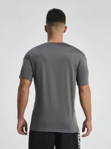 Manfinity Sport Corelite 男友风男士夏季休闲运动圆领棕榈树图案 T 恤